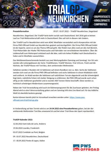 Presse-Information TrialGP Neunkirchen